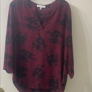 Chaus Burgundy Floral Blouse